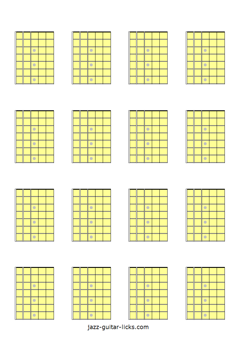 Printable blank guitar fretboard diagrams