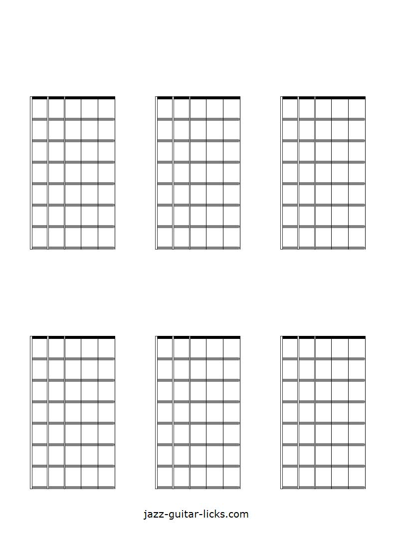 6 blank guitar chord and scale diagrams 7 frets
