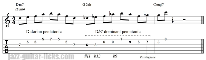 G altered guitar lick tritone substitution