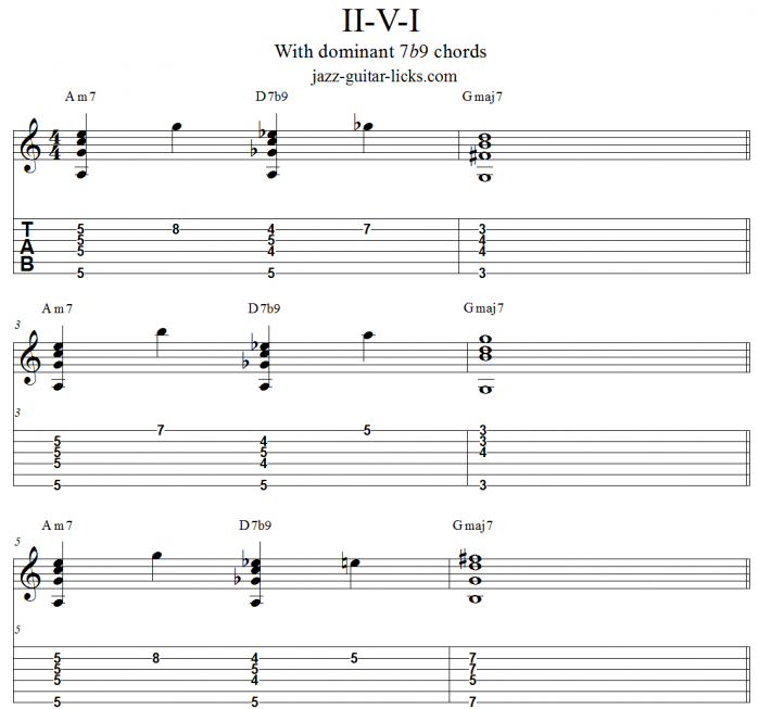 ii V I progression and 7b9 chords