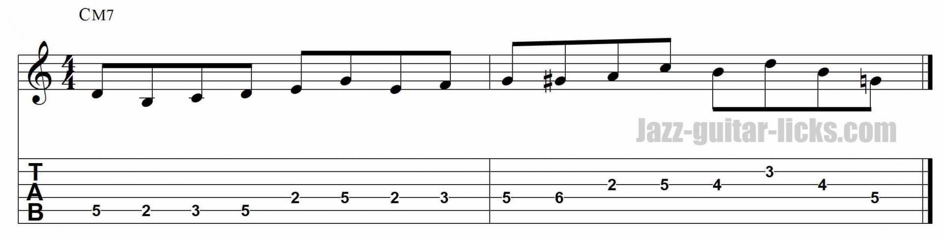 Major bebop jazz guitar lick