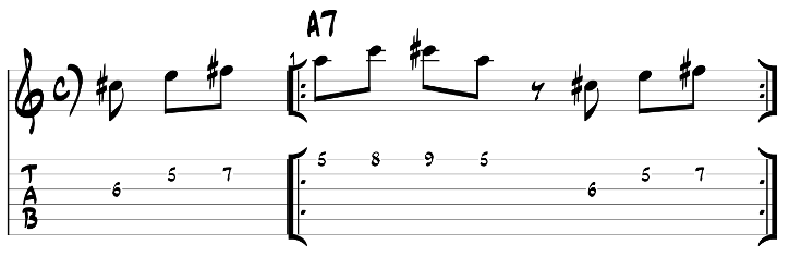 Major blues scale guitar lick exercise with tab 4