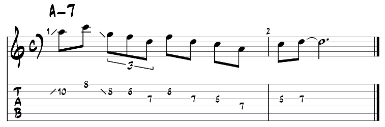 Minor pentatonic scale guitar pattern 4