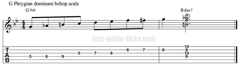 Phrygian dominant bebop scale and diminished 7 chords 2