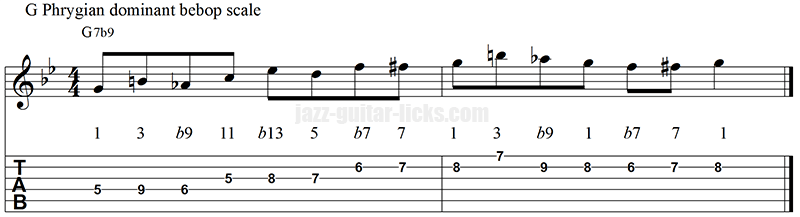 Phrygian dominant bebop scale exercise for guitar