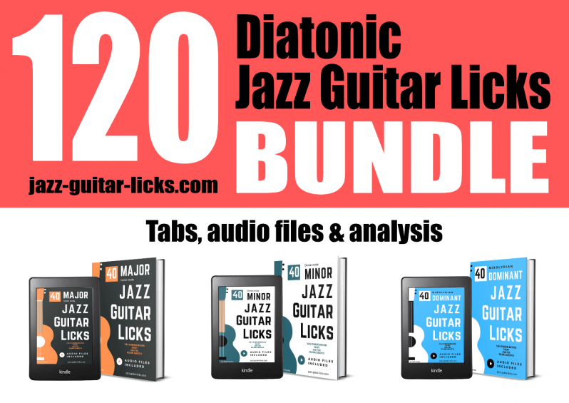 120 diatonic jazz guitar licks exercises lesson bundle package