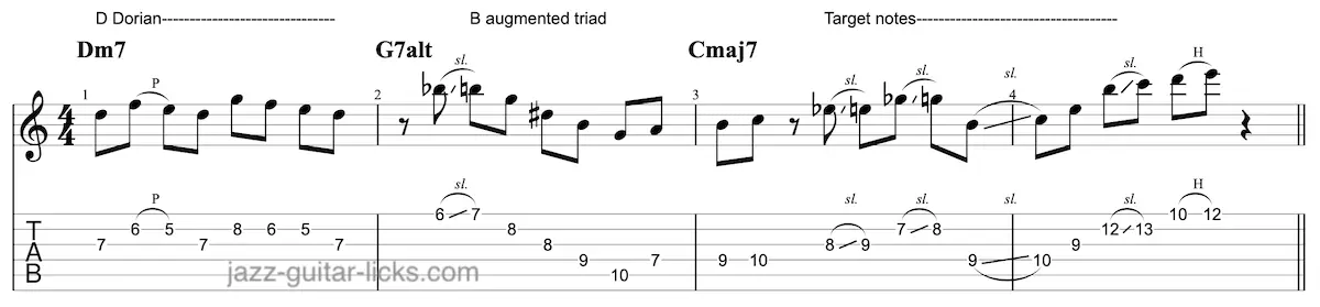 2 5 1 jazz guitar lick augmented triad