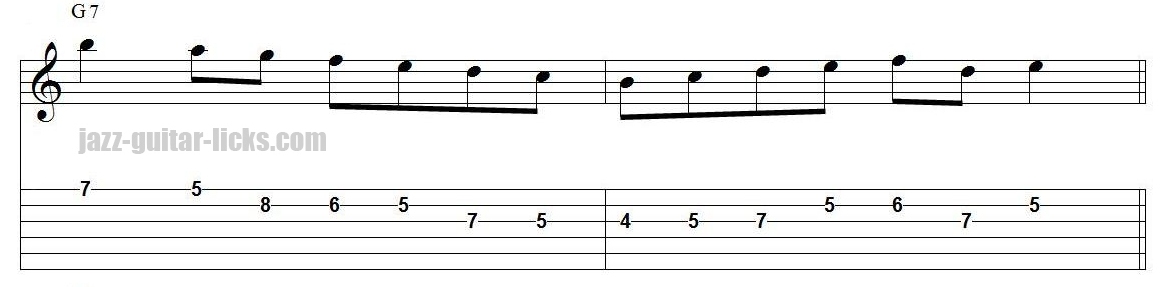 Mixolydian jazz guitar lick