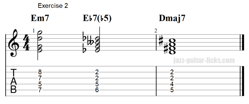 7b5 guitar chord exercises with tab 2