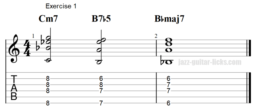 7b5 guitar chord exercises with tab