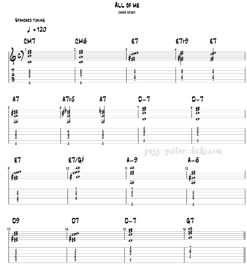All of me jazz guitar chords 1