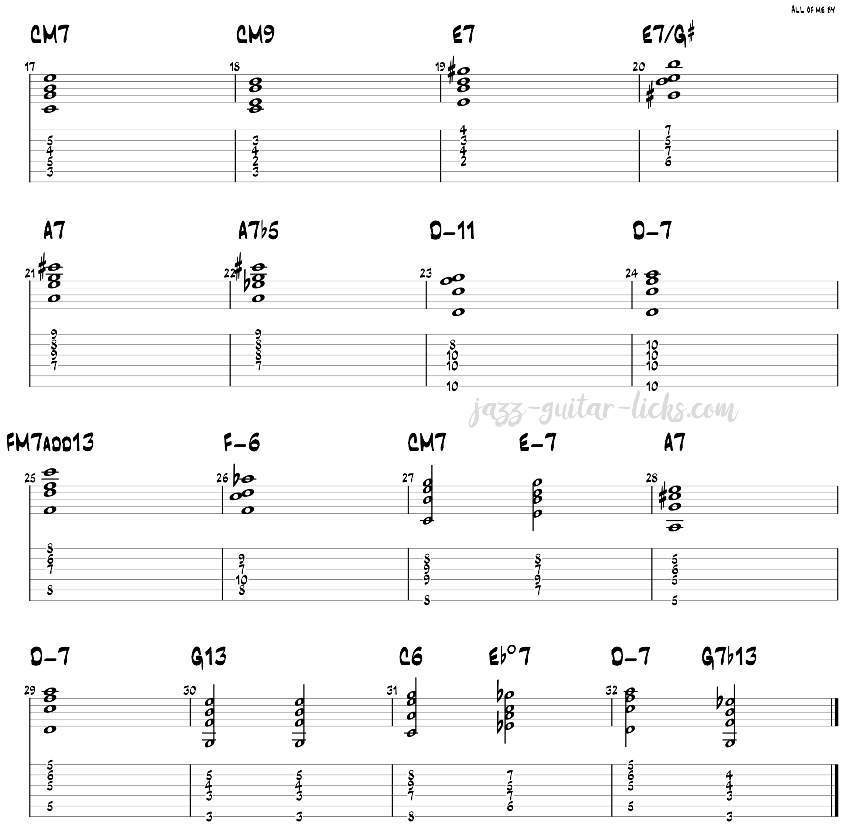 All of me jazz guitar chords 2