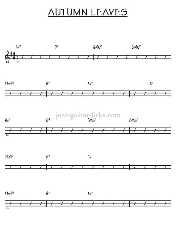 Autumn leaves jazz chords