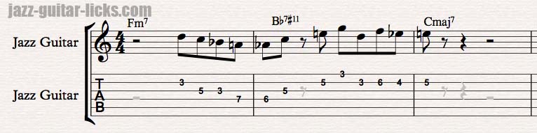 Backdoor progression jazz guitar lick