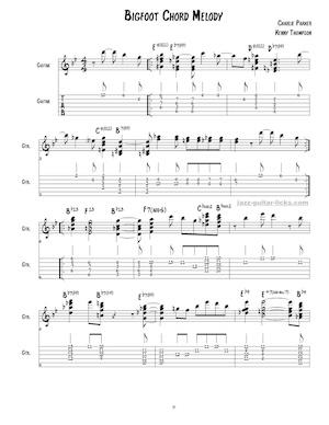 Big Foot - Charlie Parker Guitar Chord Melody Arrangement