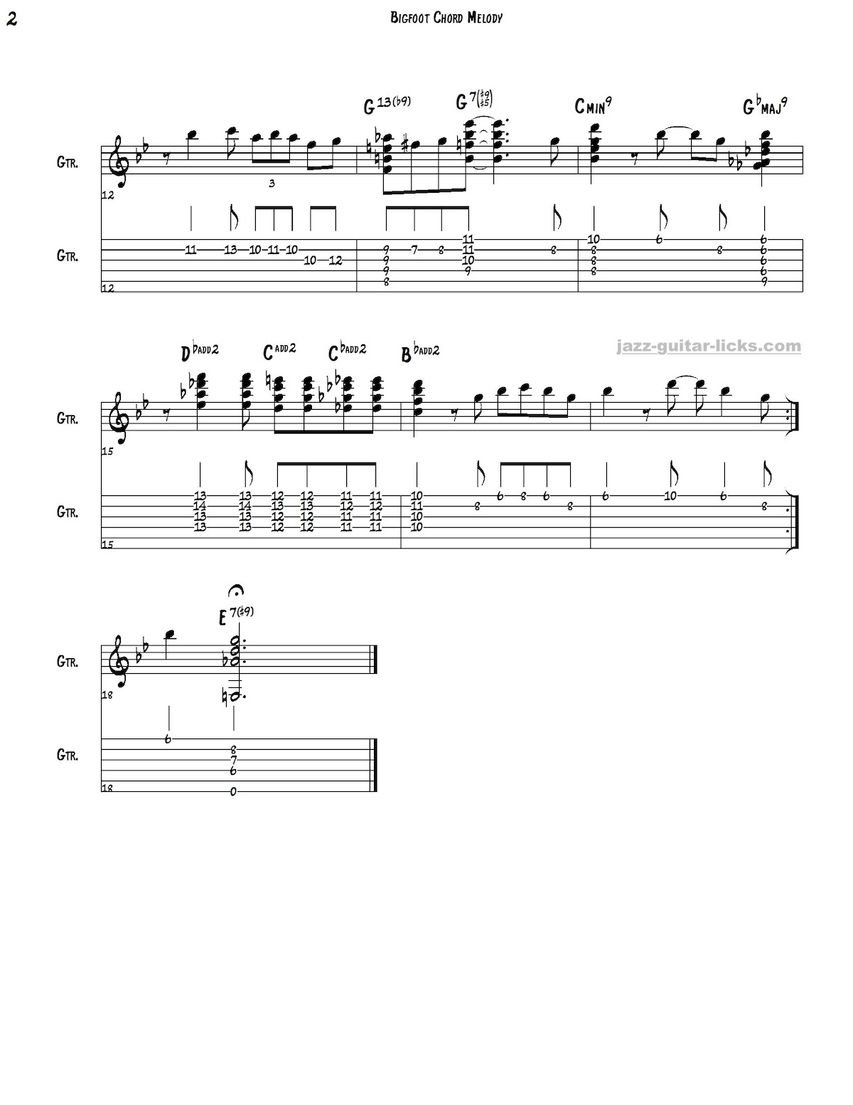Bigfoot guitar chord melody