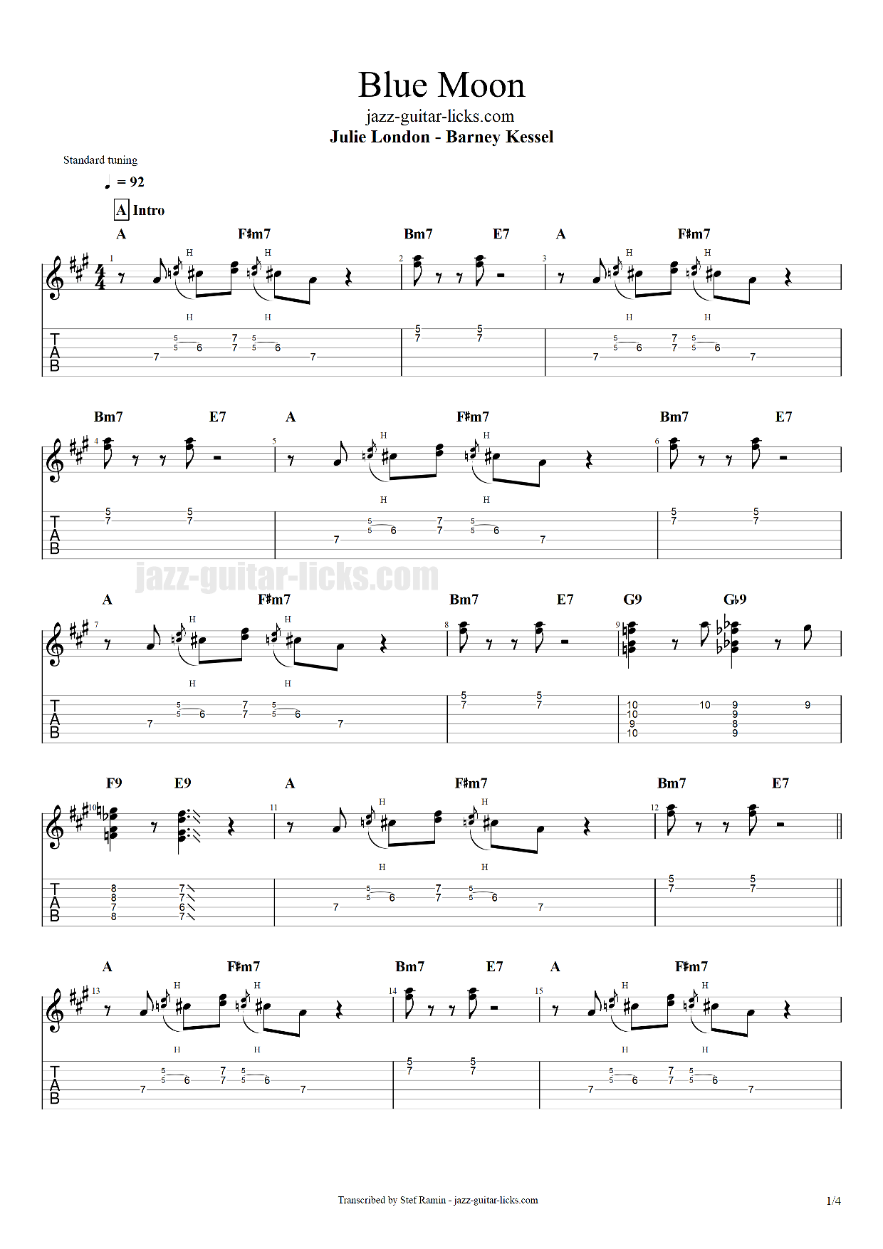 Blue moon guitar transcription1