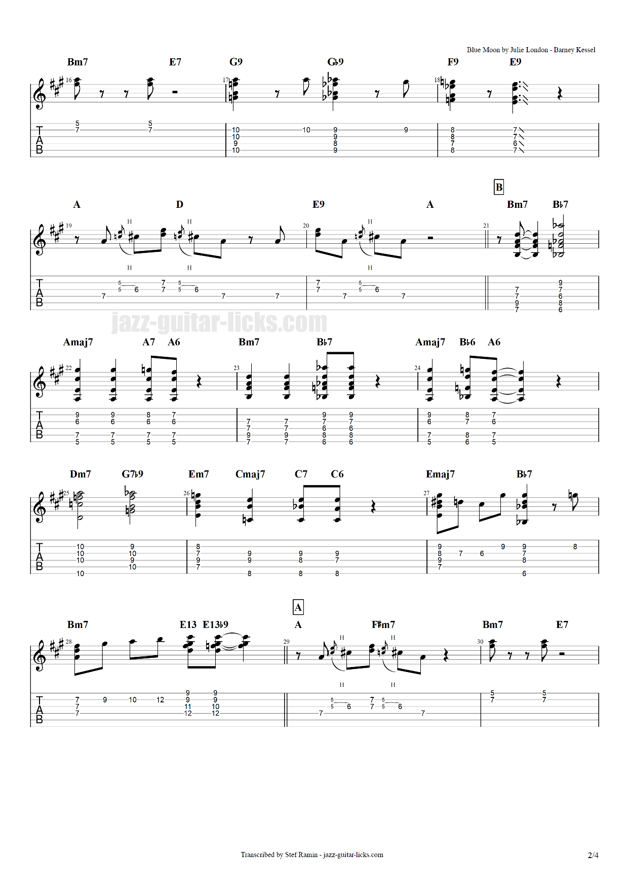 Blue moon guitar transcription 2