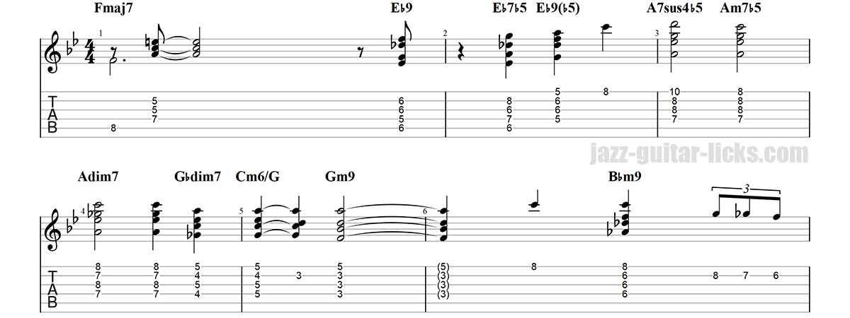 Days of wine and roses guitar chord melody 1