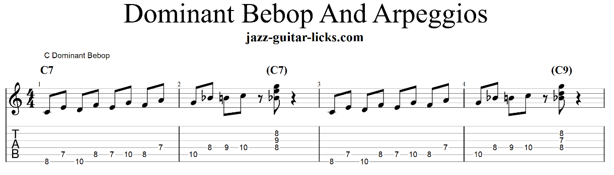 Dominant Bebop And Arpeggios - Guitar Exercise With PDF