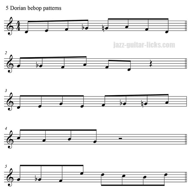 Dorian bebop patterns