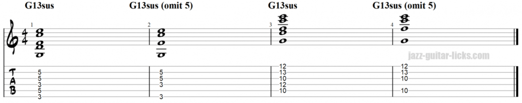 Extended 13sus chords on guitar