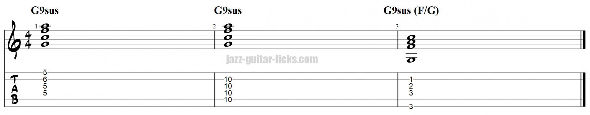 Extended 7sus9 chords on guitar 2