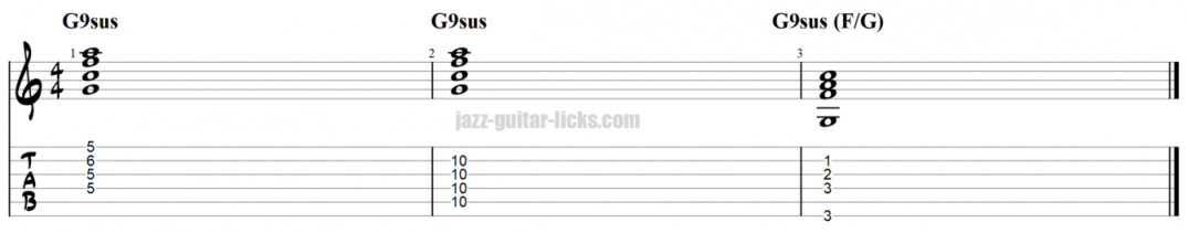 Extended 7sus9 chords on guitar