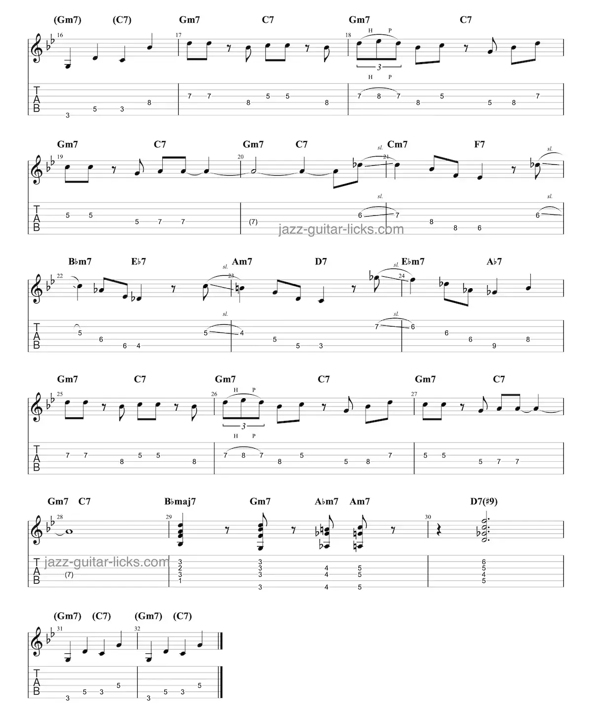 Four on six wes montgomery guitar transcription