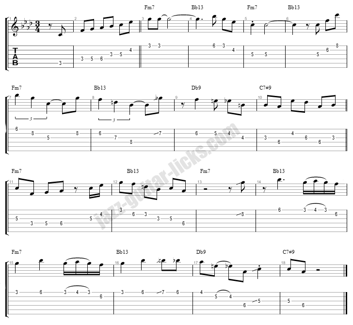 Wes Montgomery solo transcription Full house 1