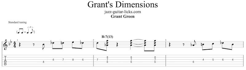 Grant's Dimensions Guitar Lesson & Tabs - Grant Green
