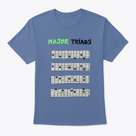 Guitar t shirt major triads blue