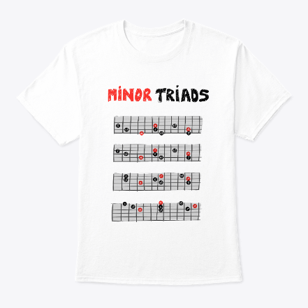 Guitar t shirt minor triads white