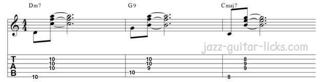 Guitar walking bass line exercise chords on and of the beat