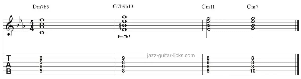 Half diminished minor 2 5 1 guitar exercise