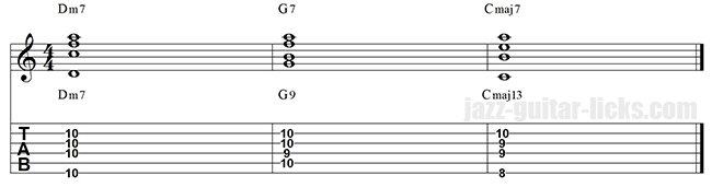 II V I guitar voicings