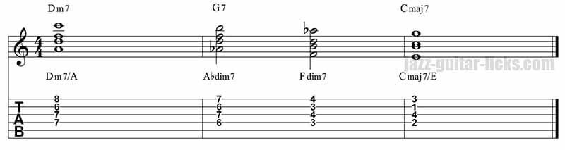 II-V-I jazz guitar chords