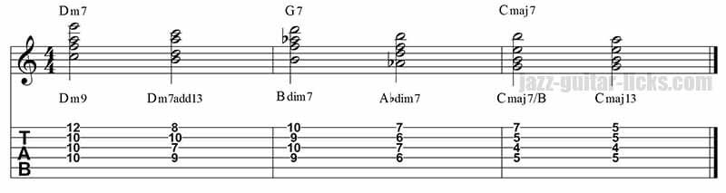 II-V-I jazz guitar voicings