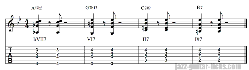 Iivb7 vi7 ii7 v7 chord progression 3