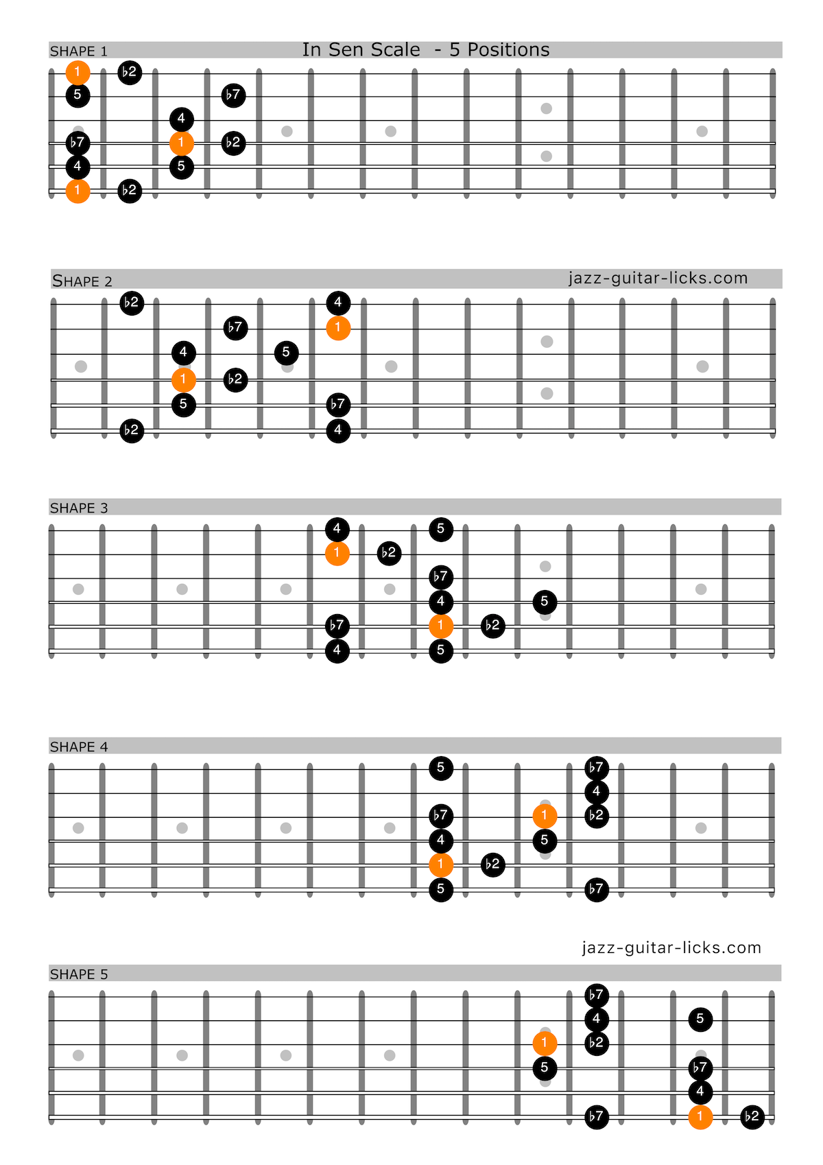 In sen scale guitar shapes