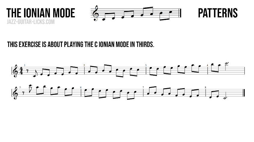 Ionian mode major scale aka ionian mode in thirds