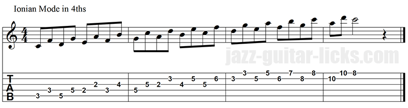 Ionian mode soloing approach in 4ths