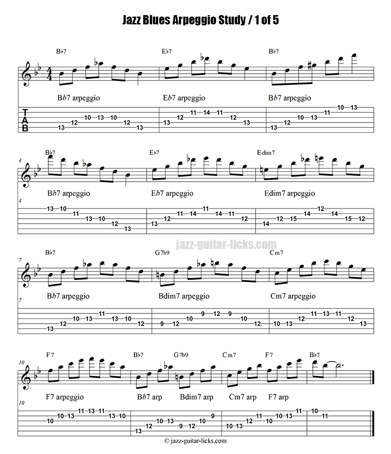 Jazz blues arpeggio guitar study part 1