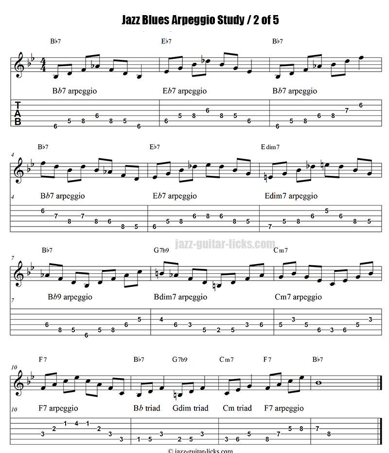 Jazz blues arpeggio guitar study part 2