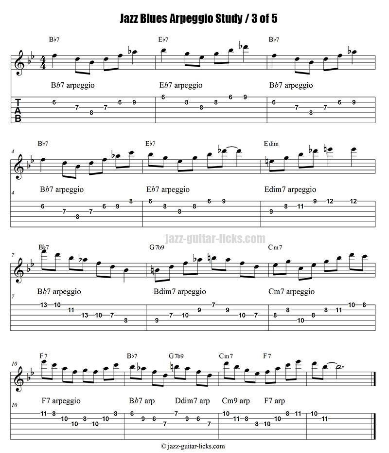 Jazz blues arpeggio guitar study part 3