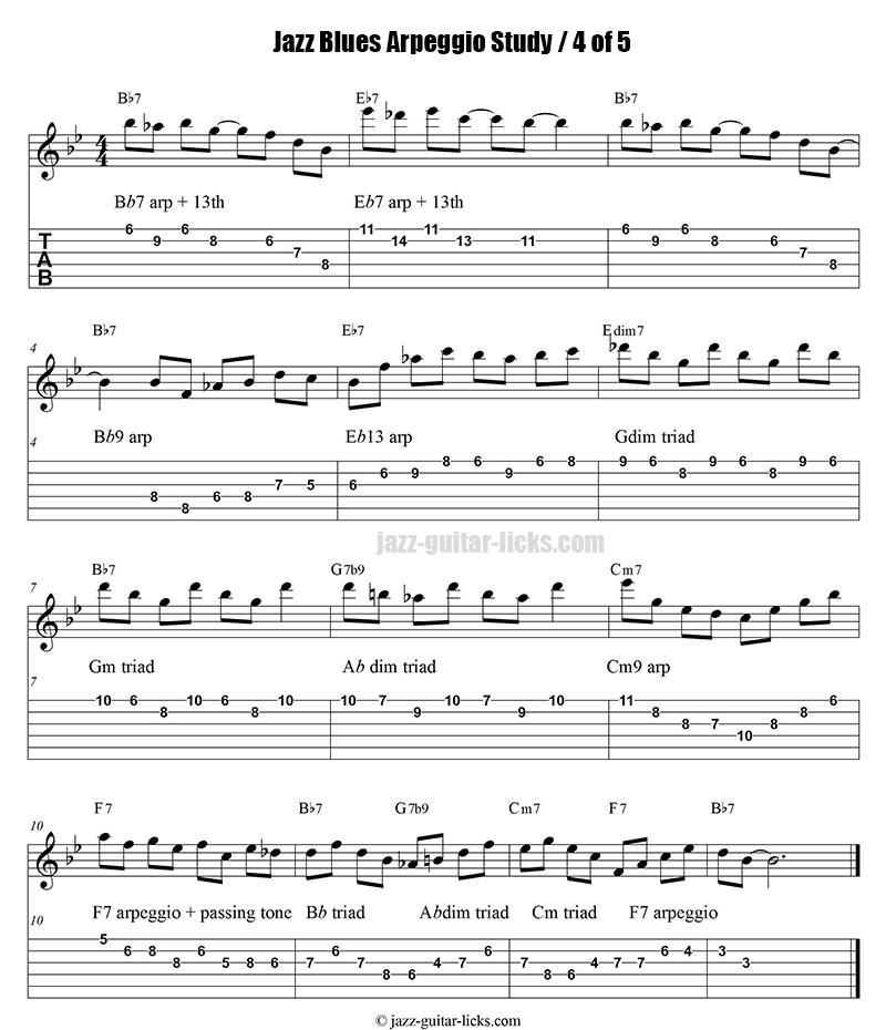 Jazz blues arpeggio guitar study part 4