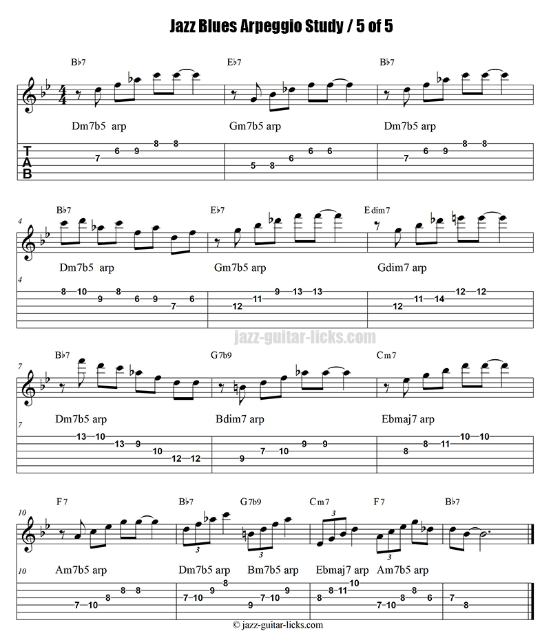 Jazz blues arpeggio guitar study part 5