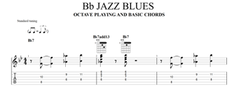 Easy Jazz Guitar Chords & Octaves Over A Blues - Free PDF