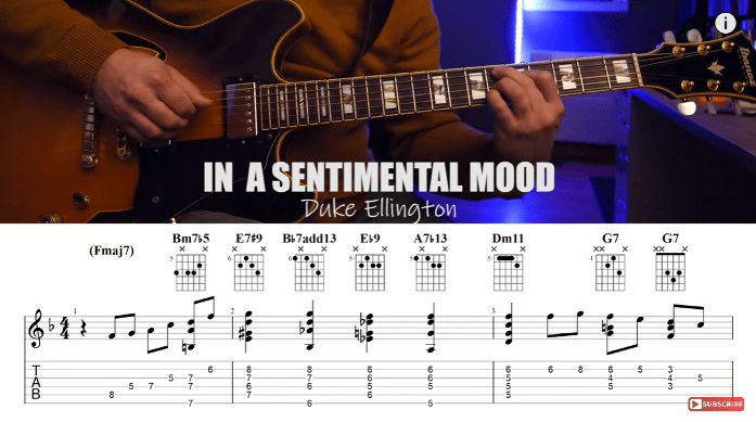 Jazz Guitar Chord Melody Lesson - In A Sentimental Mood