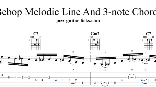 Jazz Guitar Exercise - Bebop Melodic Lines And 3-note Chords